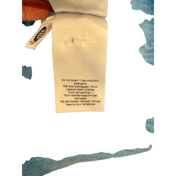 GANNI Azure Blue Soft Wool Knit Pullover V-Neck Sweater - Size S - Picture 6 of 10